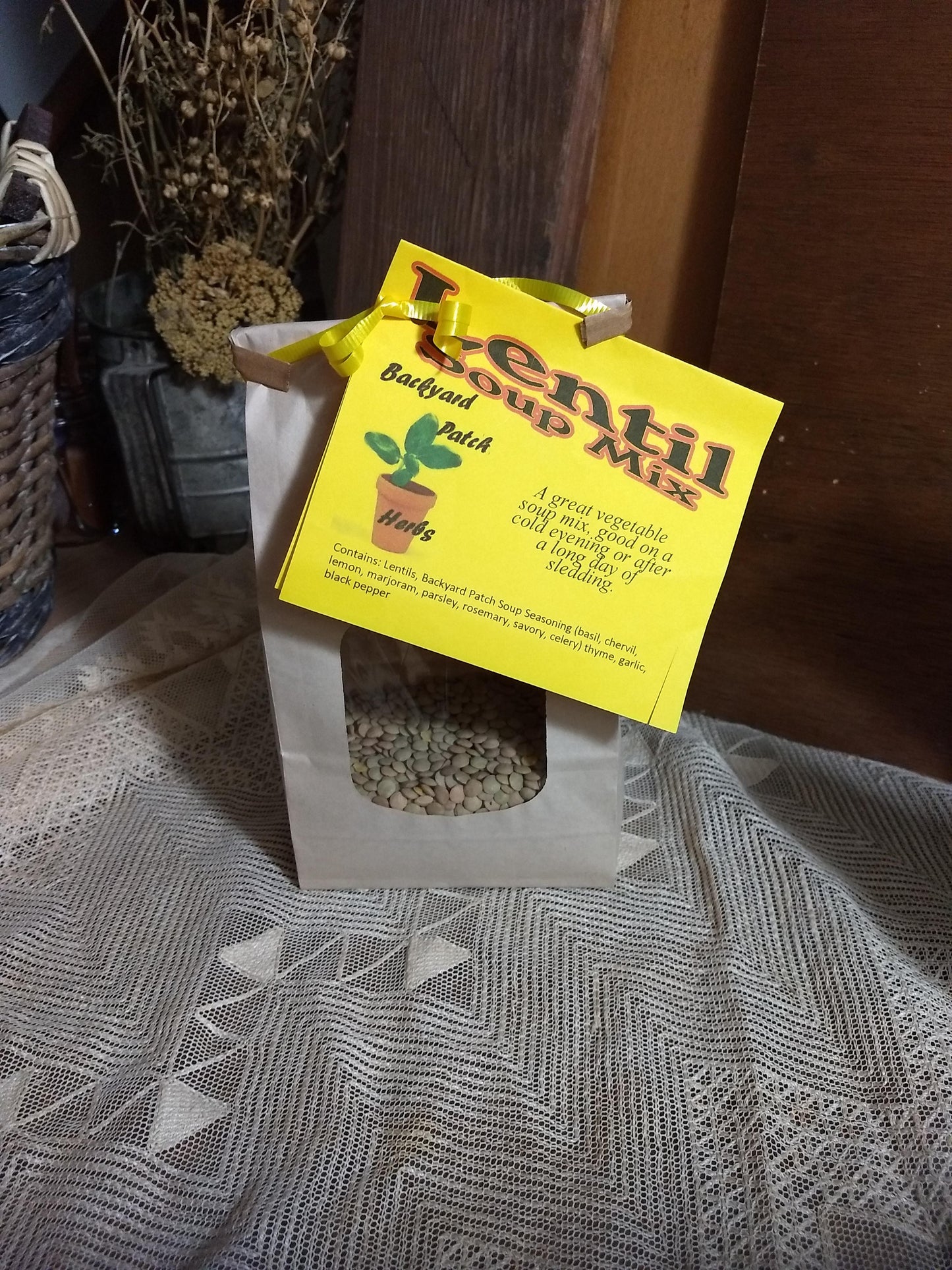 Lentil Gourmet Soup Mix, make soup at home, dry mix, vegan, salt free too!