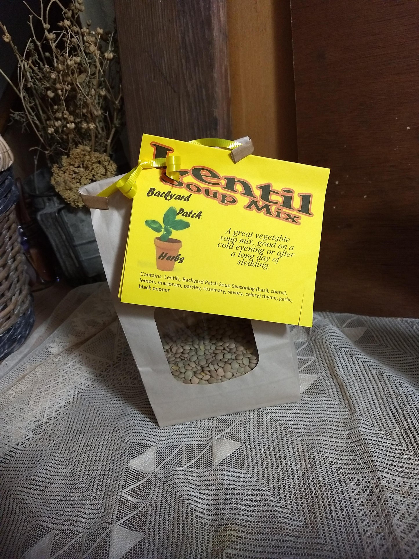 Lentil Gourmet Soup Mix, make soup at home, dry mix, vegan, salt free too!