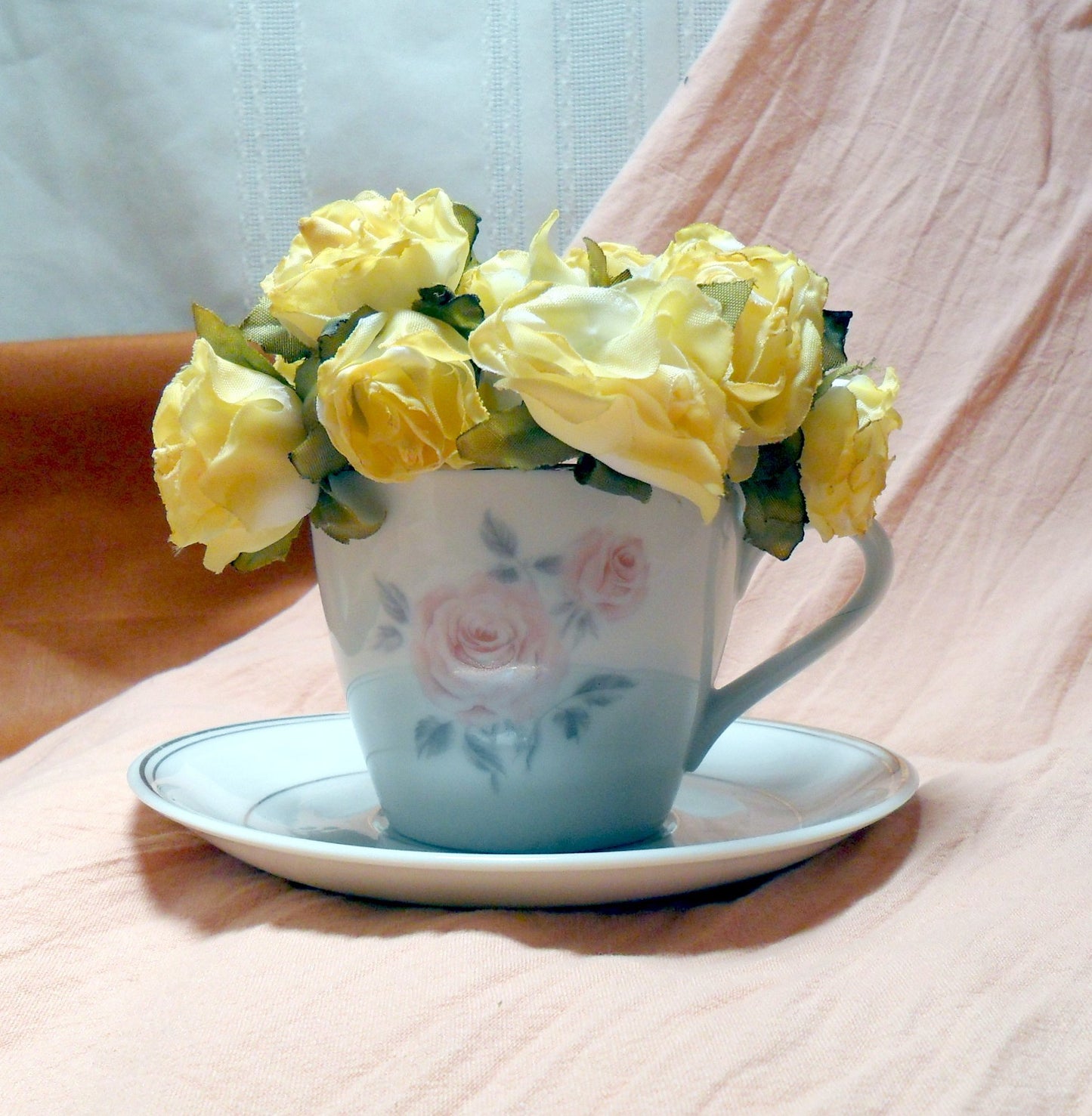 Collectible Vintage Tea Cup with Herbal Tea, hostess gift, Honey and Tea