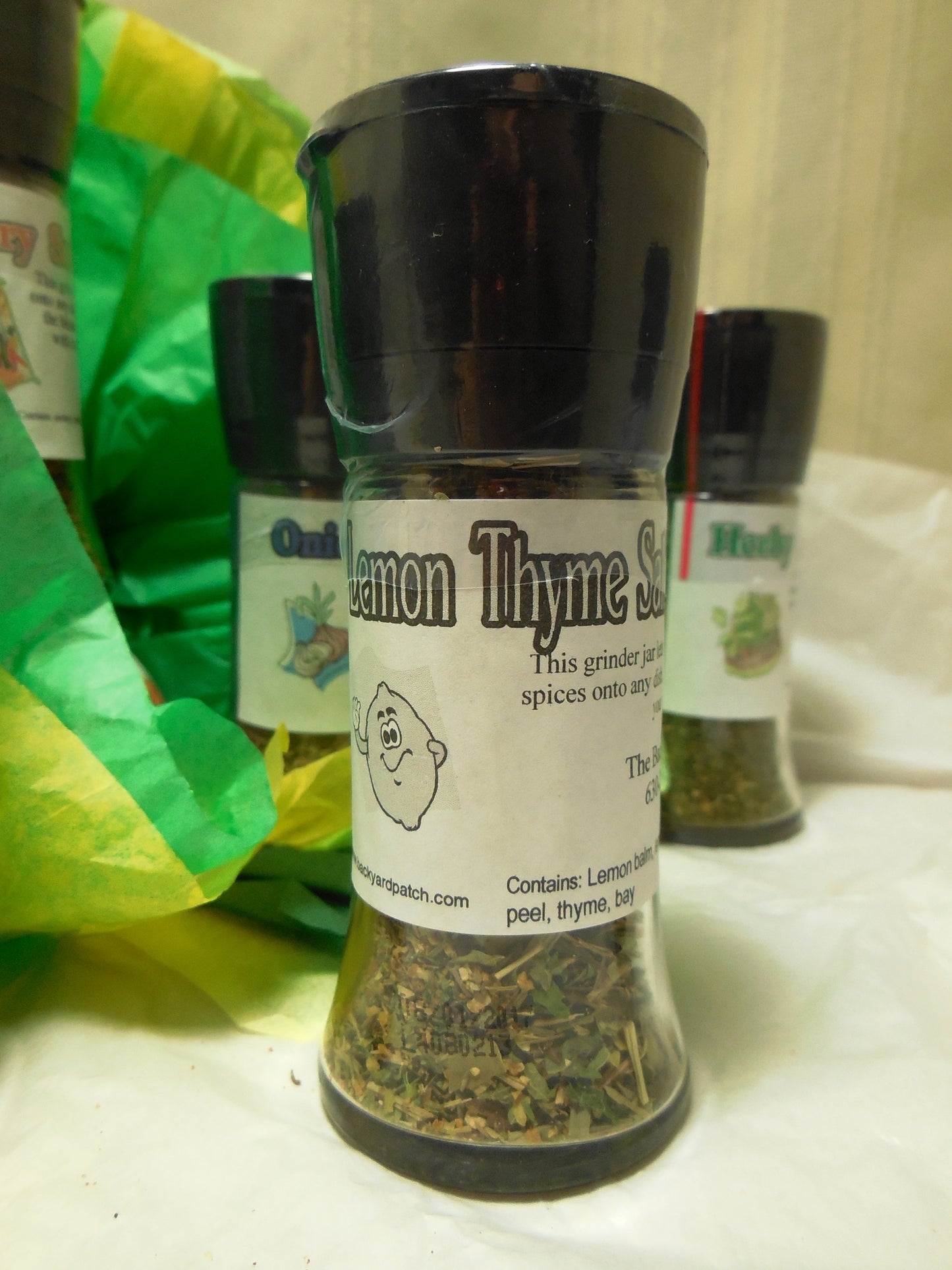 Salt Substitute Grinder Jars, salt-free blends created with garlic, onion, basil, rosemary