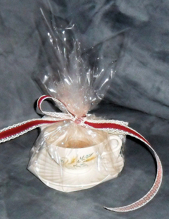 Collectible Vintage Tea Cup with Herbal Tea, hostess gift, Honey and Tea