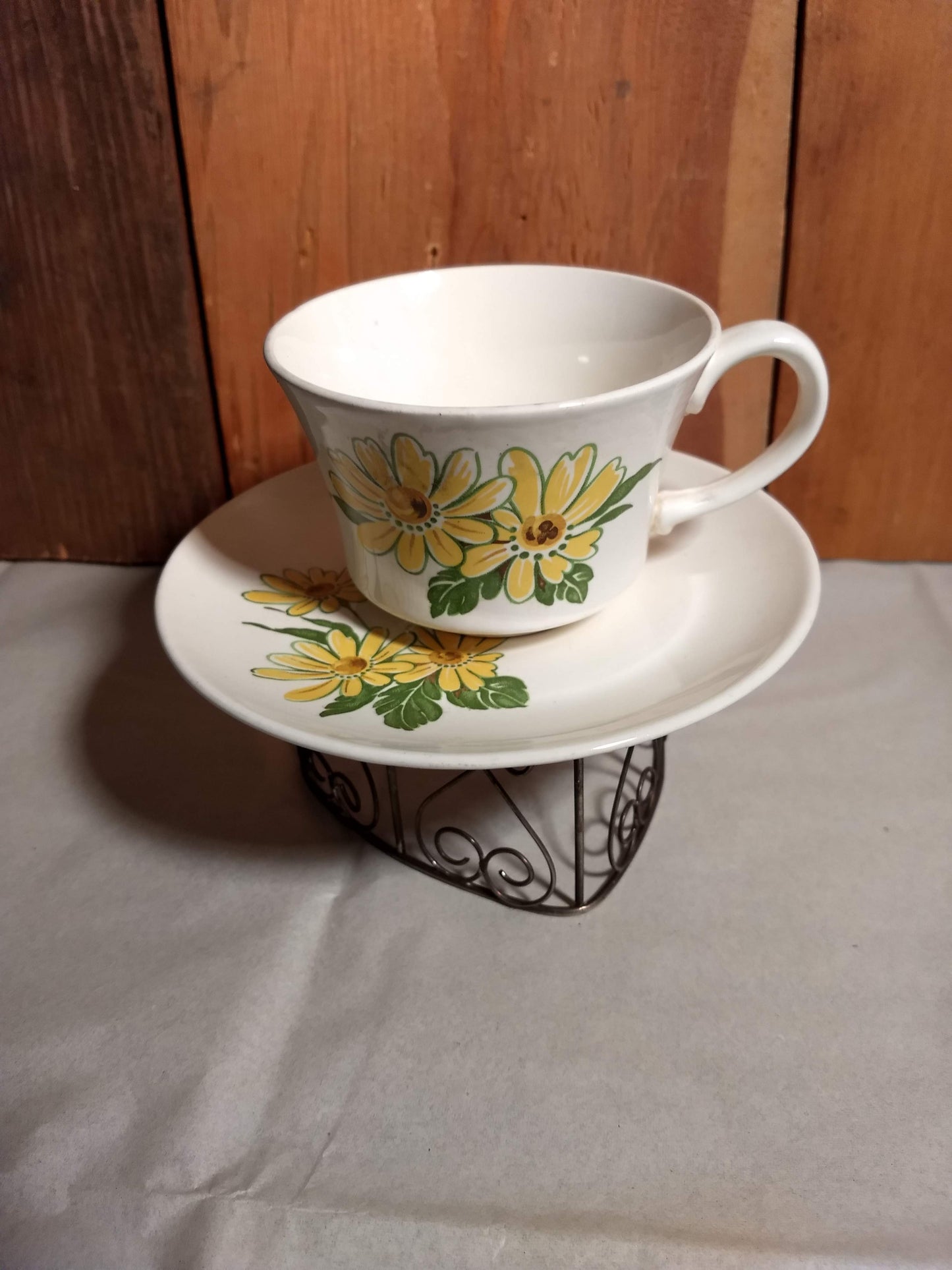 Collectible Vintage Tea Cup with Herbal Tea, hostess gift, Honey and Tea